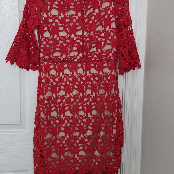 Ryan Michelle Women's Pe Lace Midi Dress Bell Sleeves Size Small - Picture 5 of 6